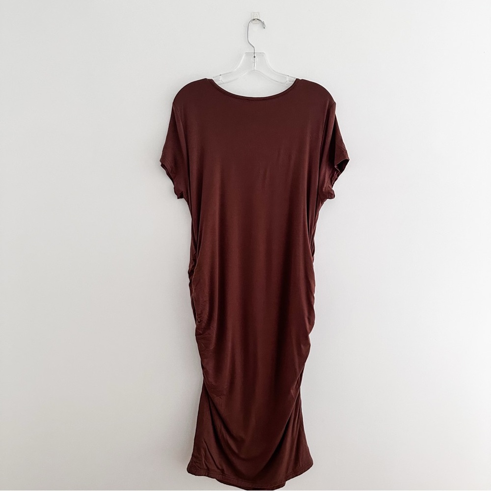 Quince Rust-Brown Short Sleeve Midi Dress - M - Picture 6 of 8